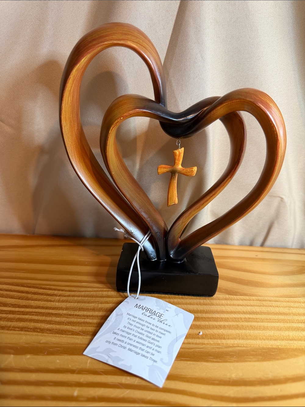 Dicksons Marriage Takes Three Heart & Cross Tabletop Resin Figurine 9.5"